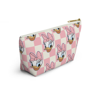 Pink Daisy Duck Checkered Accessory Pouch