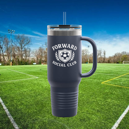 Forward Social Club in White - 40 oz Tumbler with Handle & Straw