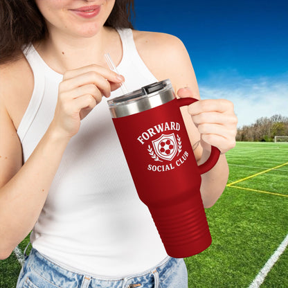 Forward Social Club in White - 40 oz Tumbler with Handle & Straw