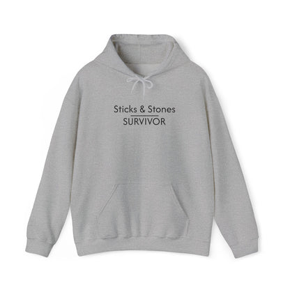 Sticks & Stones Survivor Hooded Sweatshirt - Black Embroidery