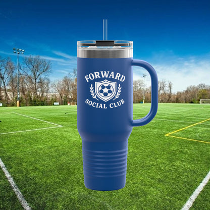 Forward Social Club in White - 40 oz Tumbler with Handle & Straw
