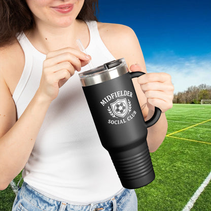 Midfielder Social Club 40 oz Tumbler with Handle & Straw w/White Logo