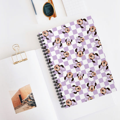 Minnie Mouse Inspired Checkered Spiral Notebook