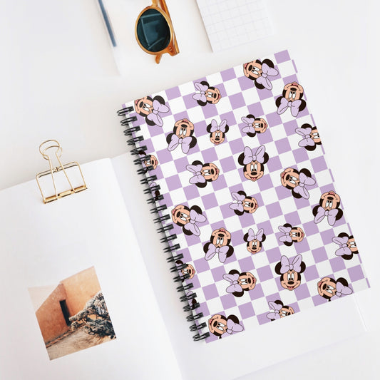 Minnie Mouse Inspired Checkered Spiral Notebook