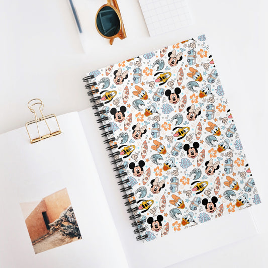 Disney Fab 5 Themed Surf Style Print Spiral Notebook
