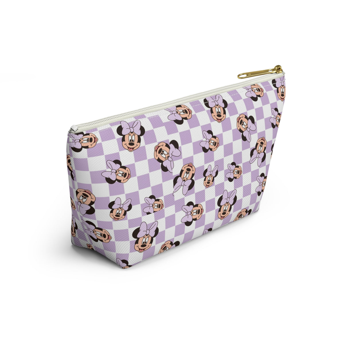 Lavender Minnie Mouse Checkered Accessory Pouch