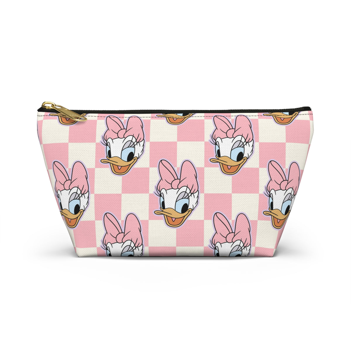 Pink Daisy Duck Checkered Accessory Pouch