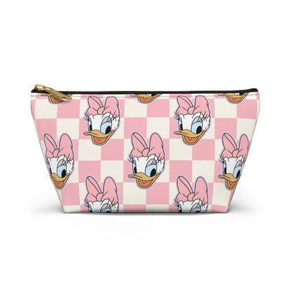 Pink Daisy Duck Checkered Accessory Pouch
