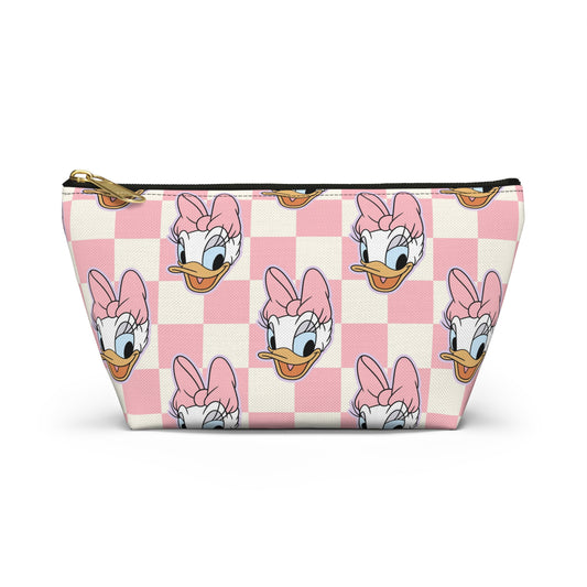 Pink Daisy Duck Checkered Accessory Pouch