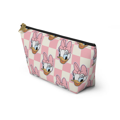 Pink Daisy Duck Checkered Accessory Pouch