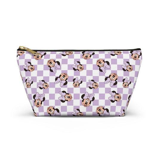 Lavender Minnie Mouse Checkered Accessory Pouch