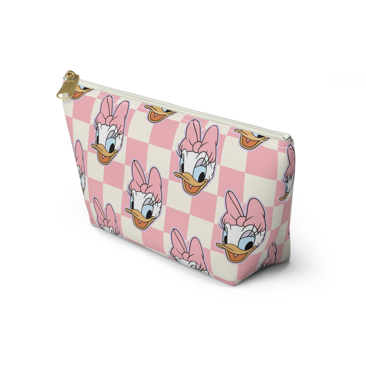 Pink Daisy Duck Checkered Accessory Pouch