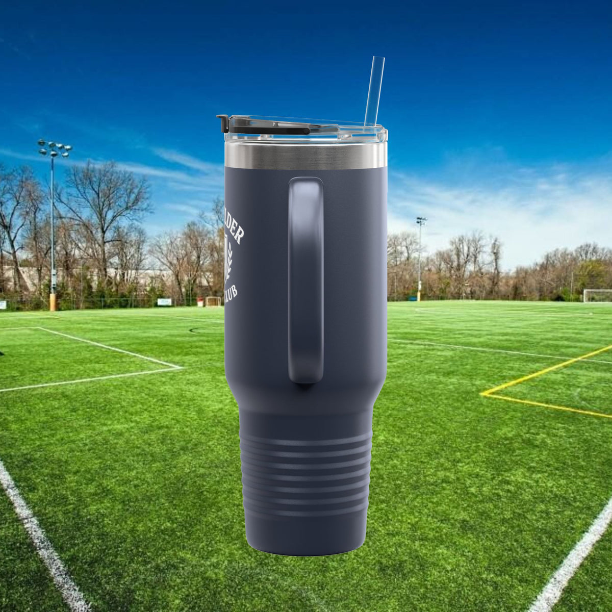 Midfielder Social Club 40 oz Tumbler with Handle & Straw w/White Logo