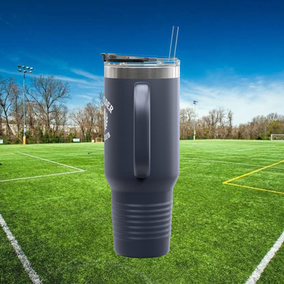 Midfielder Social Club 40 oz Tumbler with Handle & Straw w/White Logo
