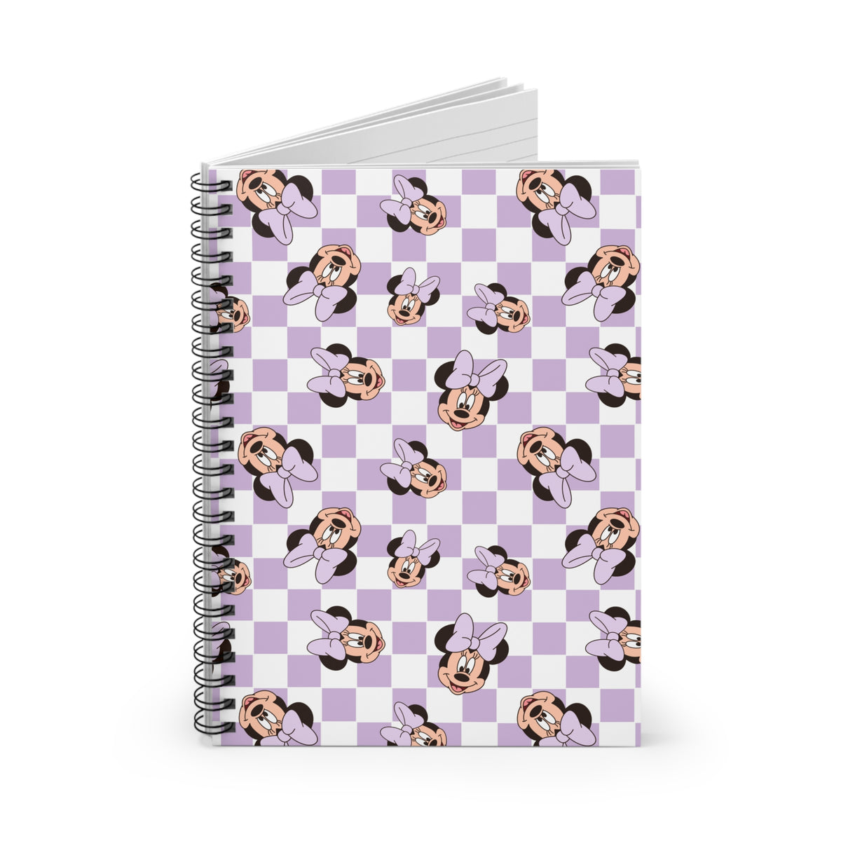 Minnie Mouse Inspired Checkered Spiral Notebook