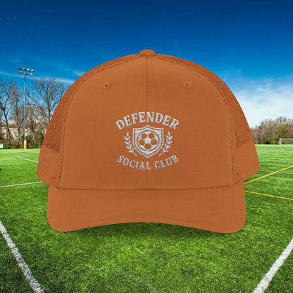 Defender Social Club Trucker Hat w/White Logo – Embroidered