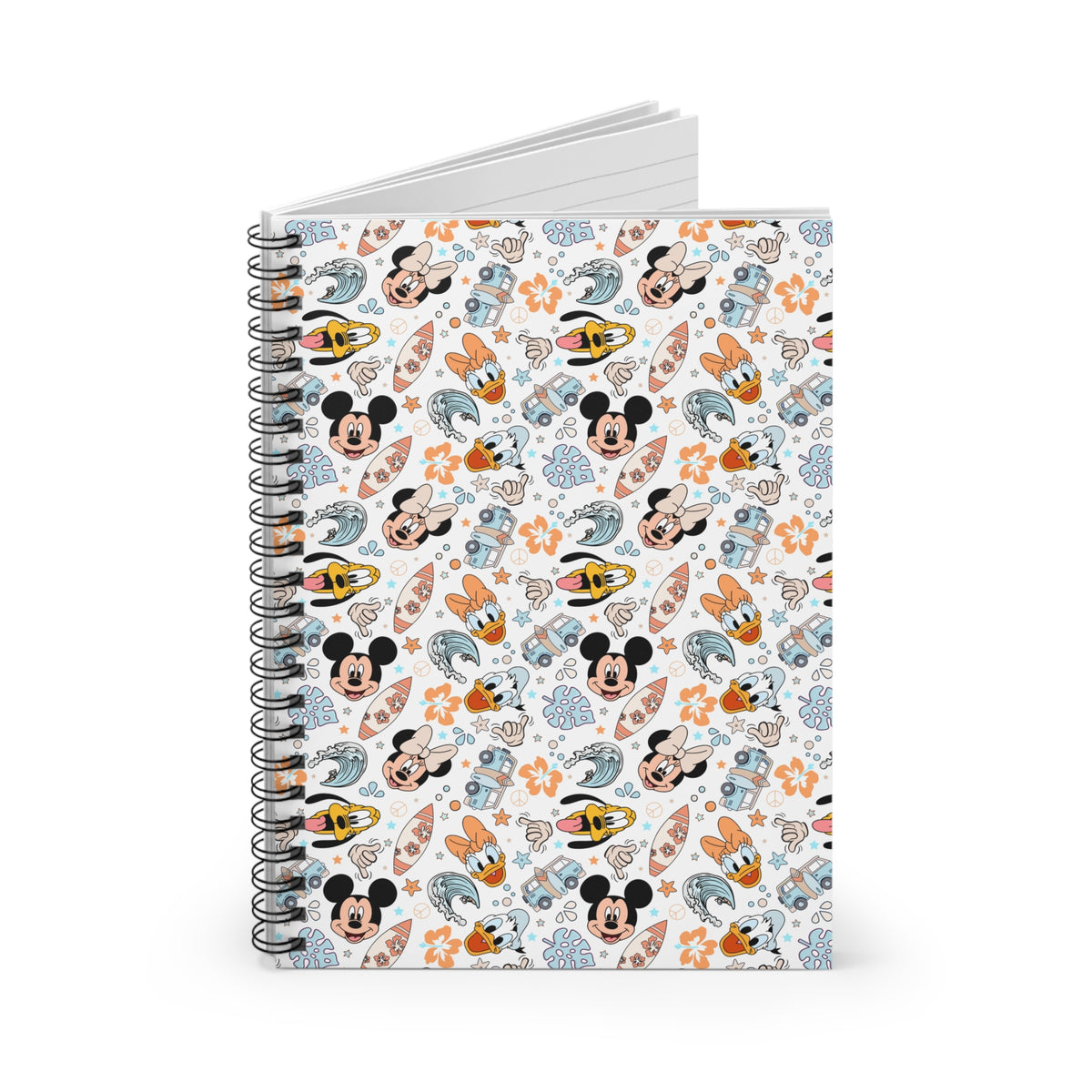 Disney Fab 5 Themed Surf Style Print Spiral Notebook