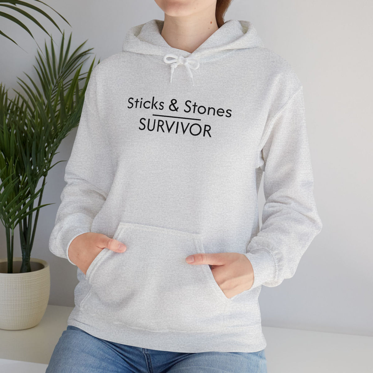 Sticks & Stones Survivor Hooded Sweatshirt - Black Embroidery
