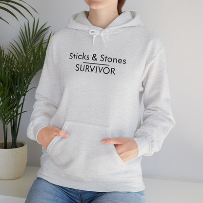 Sticks & Stones Survivor Hooded Sweatshirt - Black Embroidery