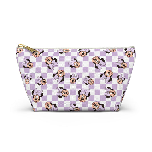 Lavender Minnie Mouse Checkered Accessory Pouch