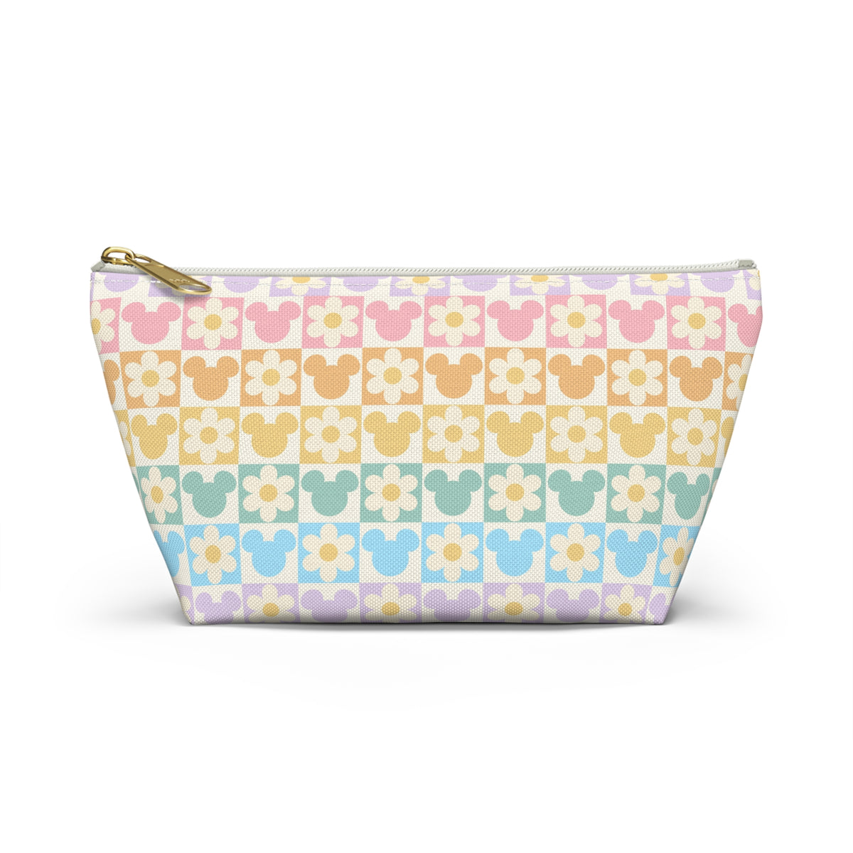 Pastel Mickey & Daisies Checkerboard Accessory Pouch