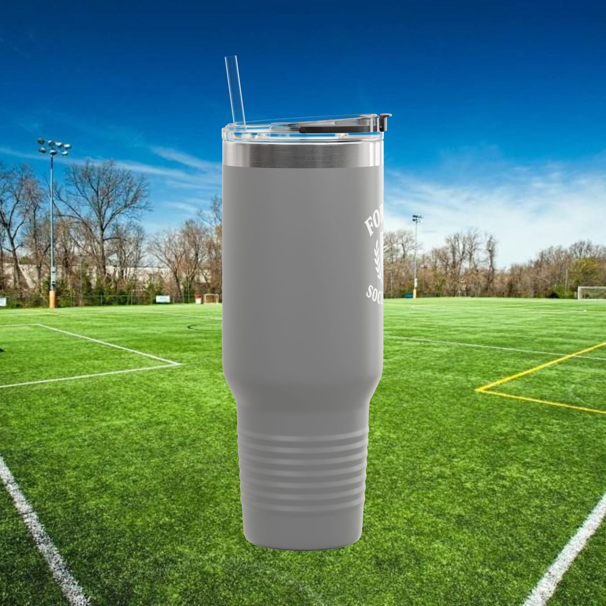 Forward Social Club in White - 40 oz Tumbler with Handle & Straw
