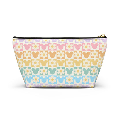 Pastel Mickey & Daisies Checkerboard Accessory Pouch