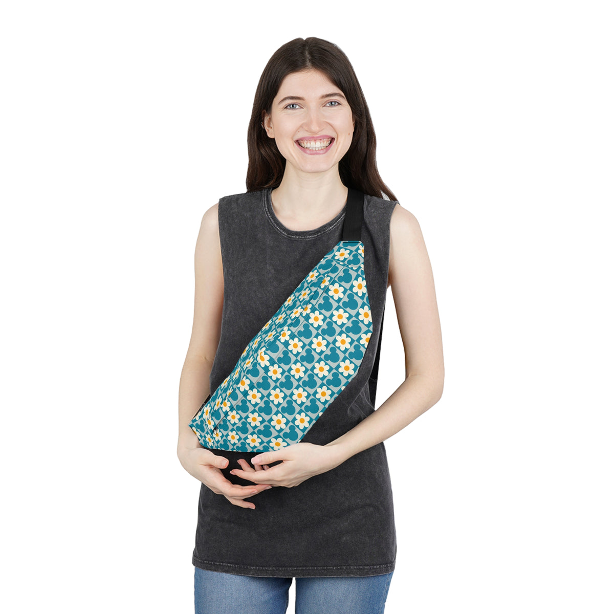 Blue Mickey & Daisy Inspired Checkerboard Large Fanny Pack