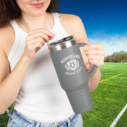 Midfielder Social Club 40 oz Tumbler with Handle & Straw w/White Logo