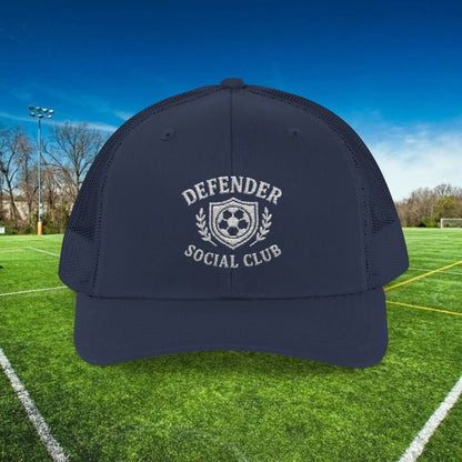 Defender Social Club Trucker Hat w/White Logo – Embroidered