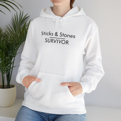 Sticks & Stones Survivor Hooded Sweatshirt - Black Embroidery