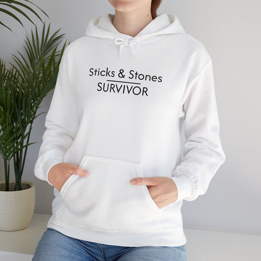 Sticks & Stones Survivor Hooded Sweatshirt - Black Embroidery