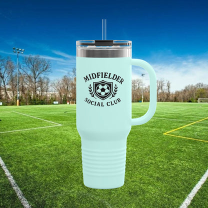 Midfielder Social Club 40 oz Tumbler with Handle & Straw w/Black Logo
