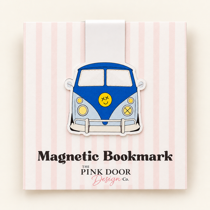 Blue Vintage Bus Magnetic Bookmark