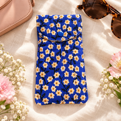Royal Purple Daisy Quilted Glasses & Sunglasses Case