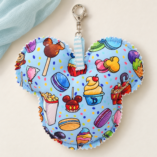 Handmade Blue Park Snacks Mouse Ear Bag Charm