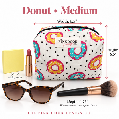 Donut Print Boxy Makeup Bag