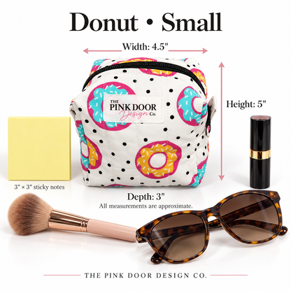 Donut Print Boxy Makeup Bag