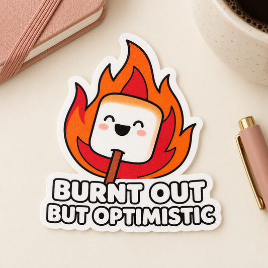 Burnt Out But Optimistic Sticker