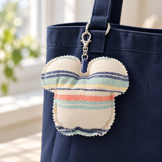 Handmade Pendleton Wool Mouse Bag Charm | Colorful Striped Purse & Backpack Accessory