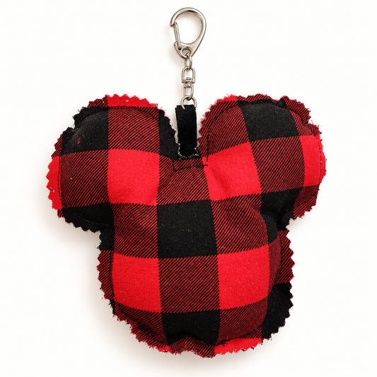 Buffalo Plaid Mouse Bag Charm – Cozy Winter Purse Accessory