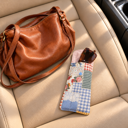 Vintage Patchwork Print Quilted Glasses & Sunglasses Case