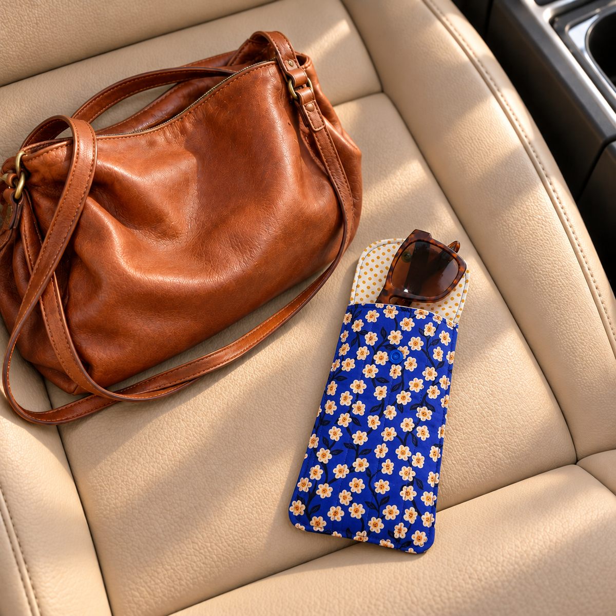Royal Purple Daisy Quilted Glasses & Sunglasses Case