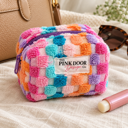 Colorful Checker Boxy Makeup Bag