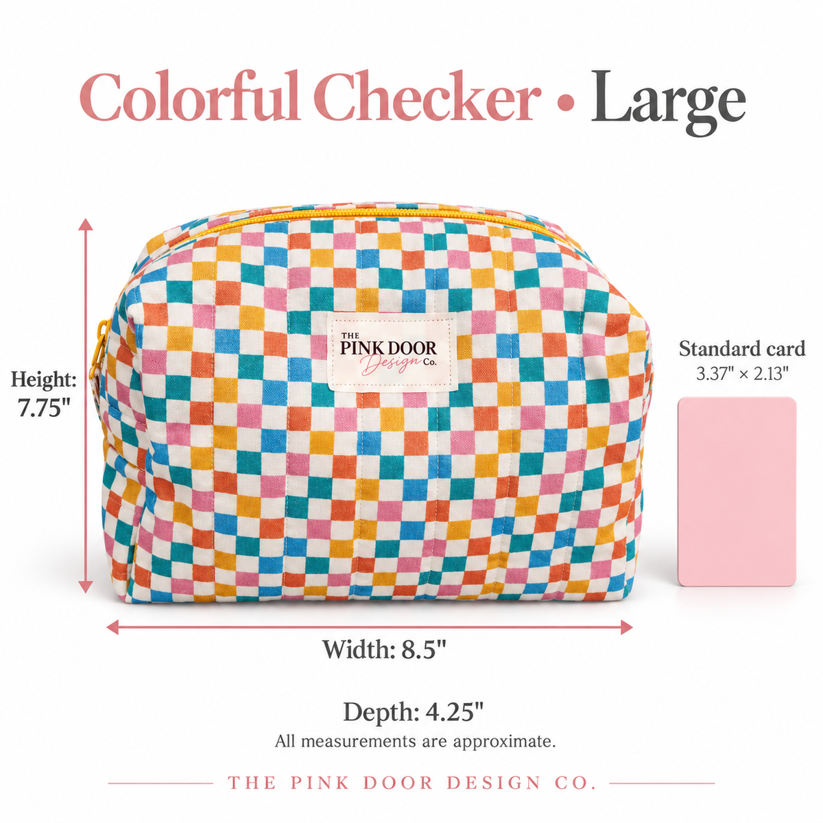 Multicolor Checkered Boxy Makeup Bag