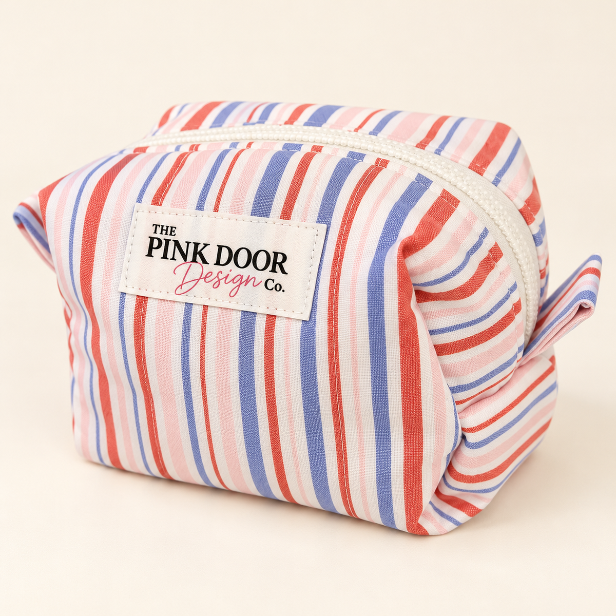 Pastel Striped Boxy Makeup Bag