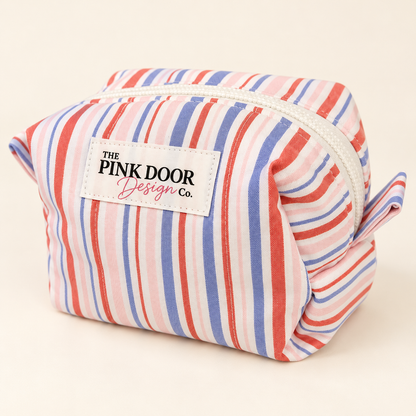 Pastel Striped Boxy Makeup Bag