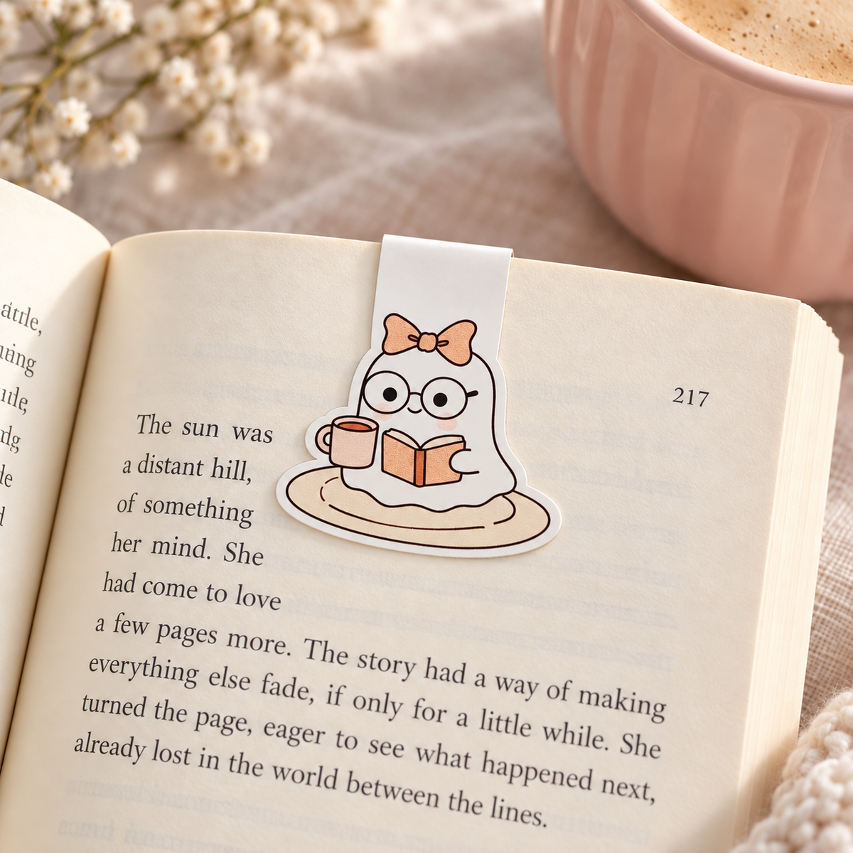 Cozy Reading Ghost Magnetic Bookmark