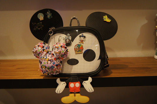 Mouse Bag Charm Featuring Mouse Ears Fabric with Pastel Purple Tie Dye Base