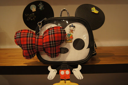Plaid Minnie Bow Bag Charm – Holiday Purse Accessory